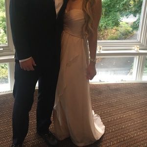 Cream halter neck bridesmaids dress